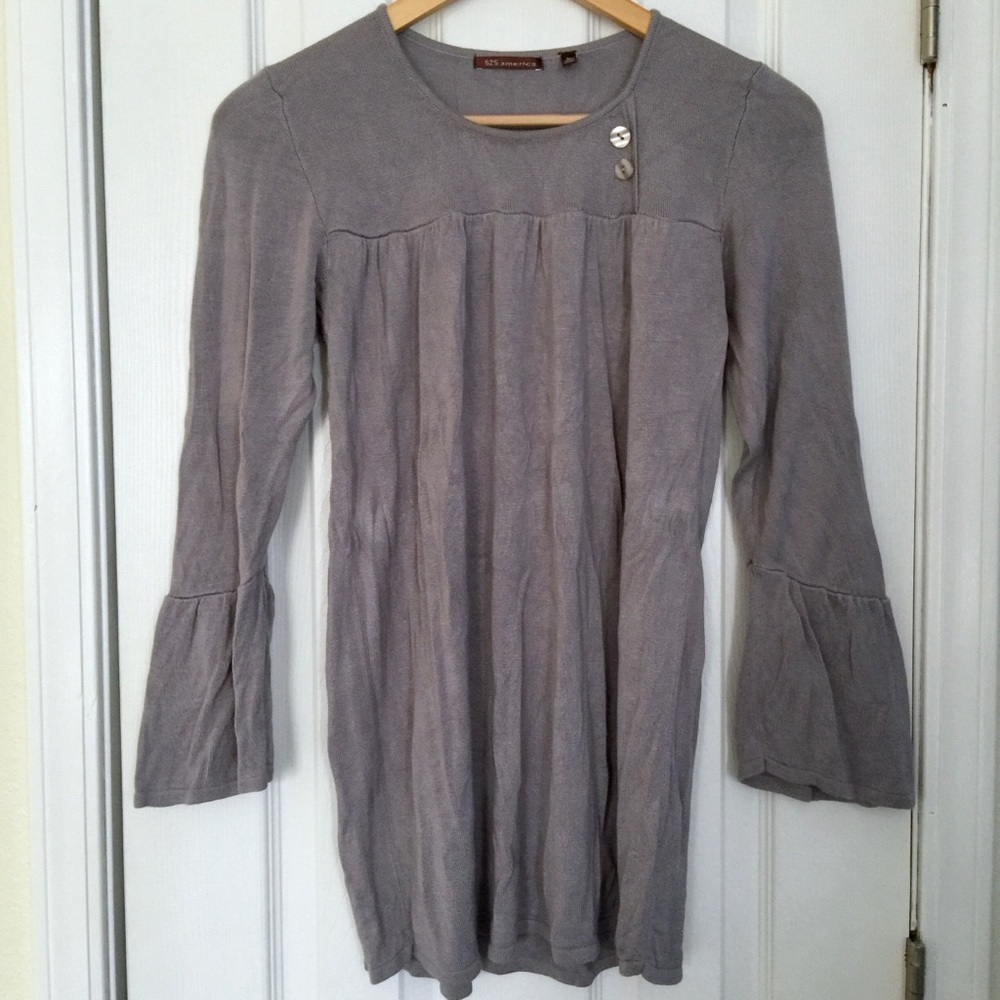Lightweight soft grey bell sleeve sweater